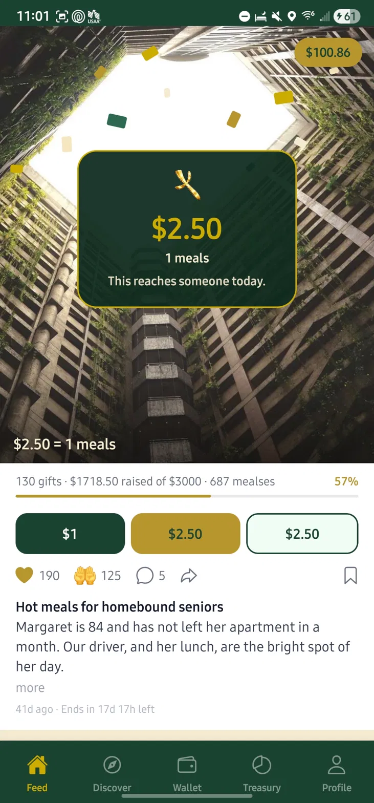 Giving in the feed